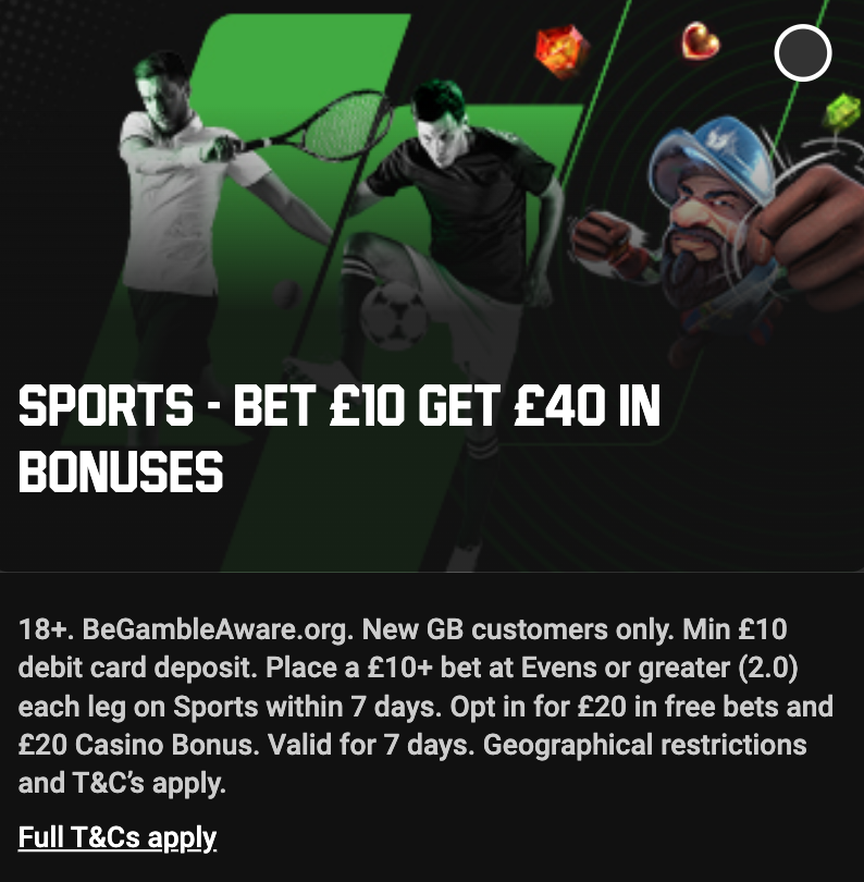 Unibet sports welcome offer: Bet £10 and get £40 in bonuses